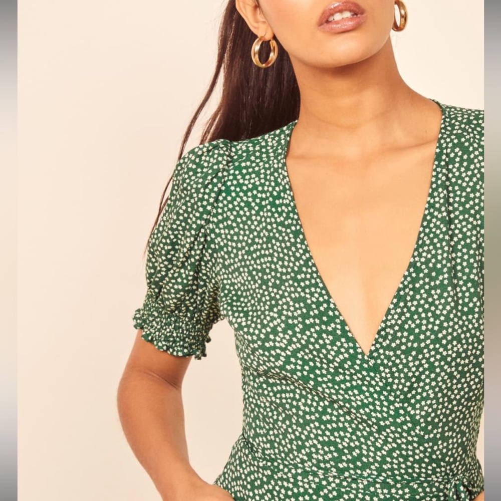 Reformation Poire Green Floral Top